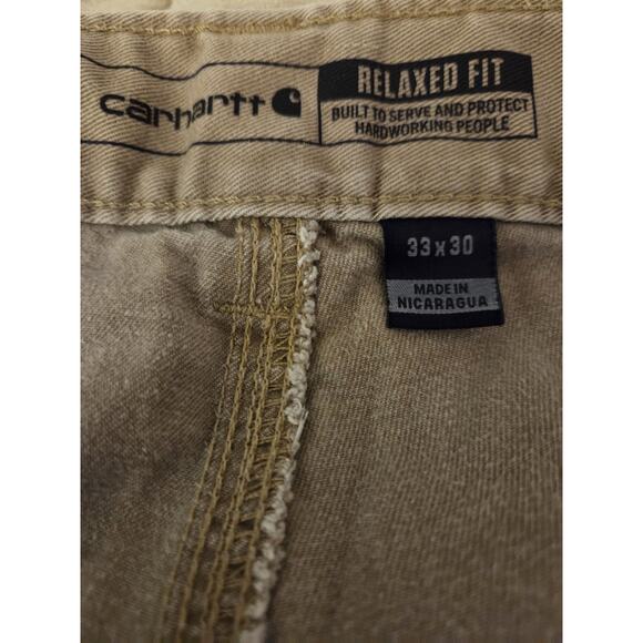 Carhartt Pants Mens 34x30 Khaki Tan Relaxed Fit Carpenter BNO324 Streetwear Work - Picture 2 of 10